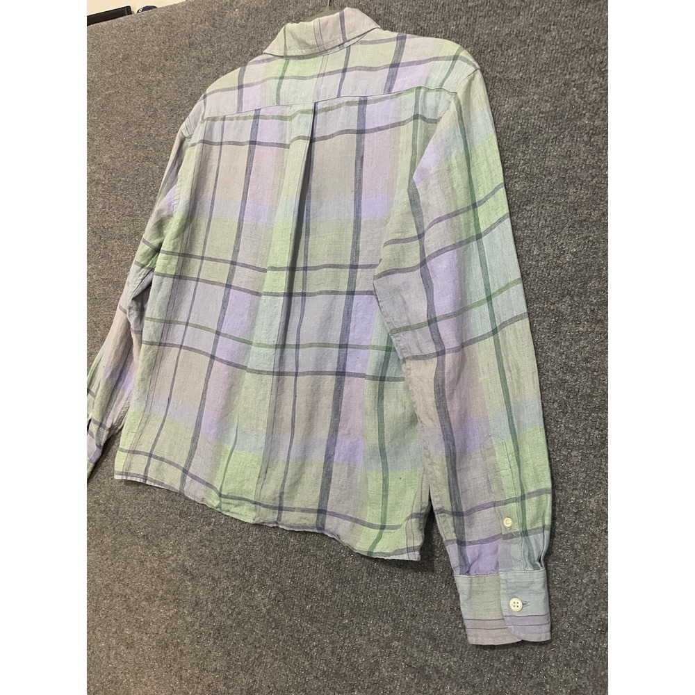 Ralph Lauren Shirt Womens Medium Mulitcolor 100% Linen Button Up Collar - Picture 10 of 10